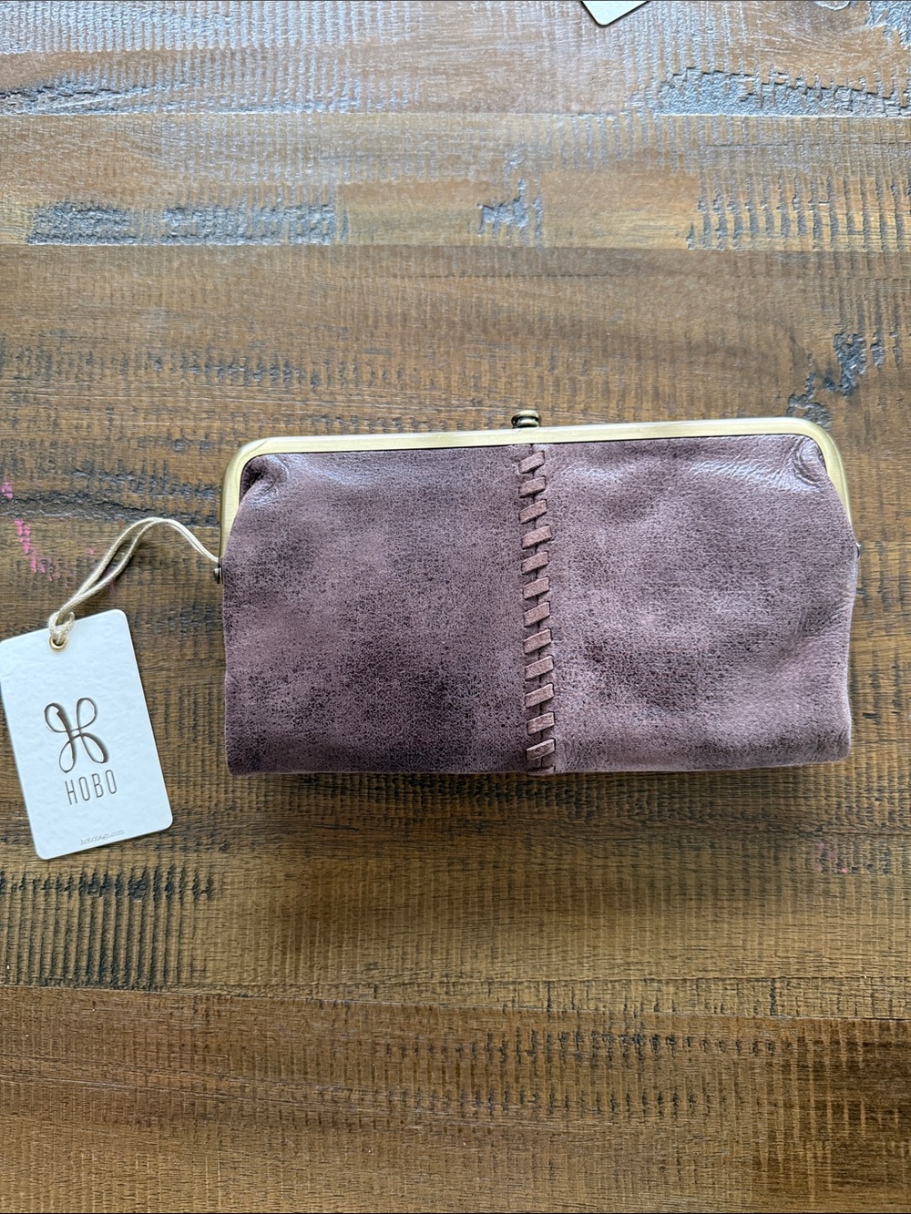 HOBO Lauren Frame Clutch with Braided Center in Saddle